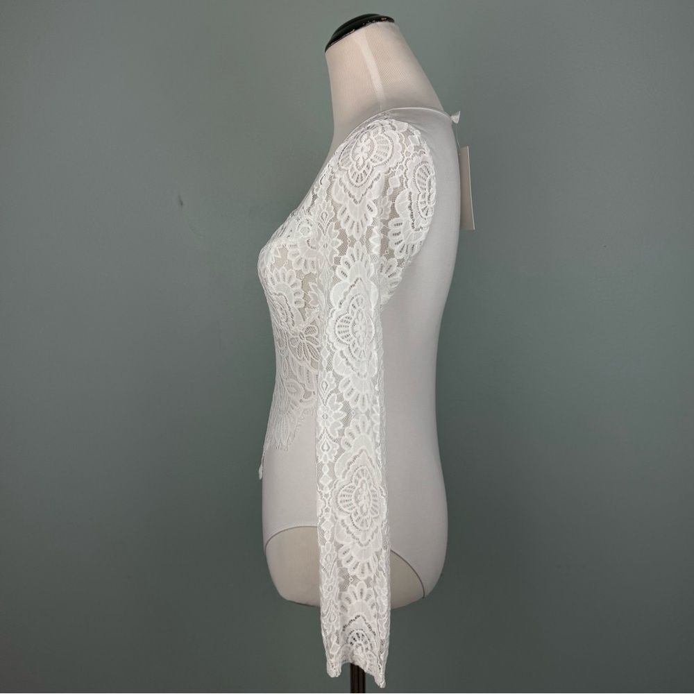 White Lace Sheer Bodysuit - Picture 4 of 7
